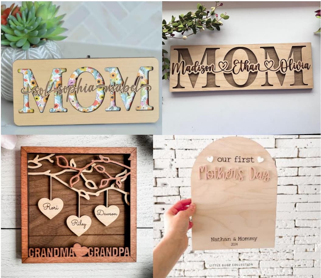 Multi-layered wooden ornaments